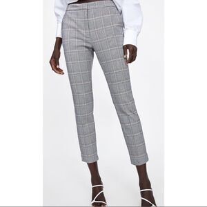 Zara Plaid Ankle Pants in Gray Size Large